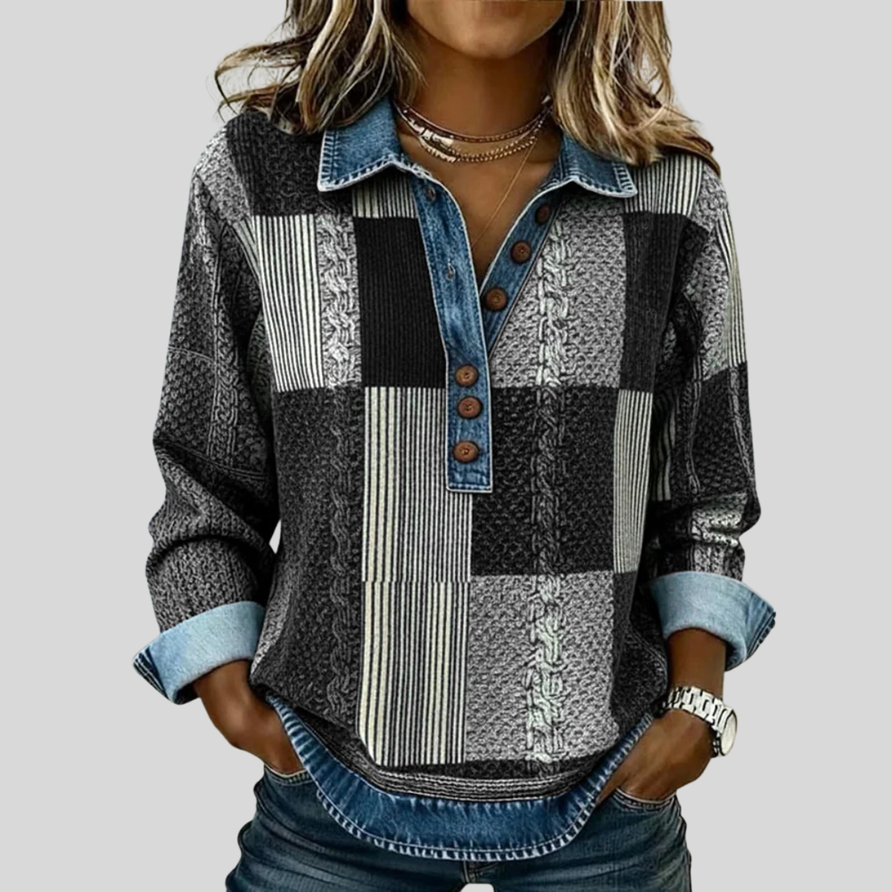 Jenny | Patchwork Collar Sweatshirt