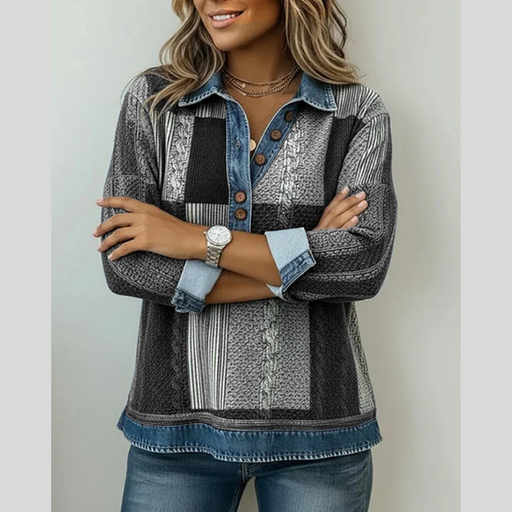 Jenny | Patchwork Collar Sweatshirt