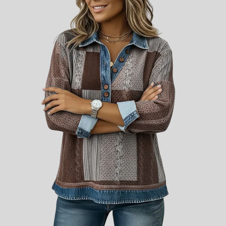 Jenny | Patchwork Collar Sweatshirt