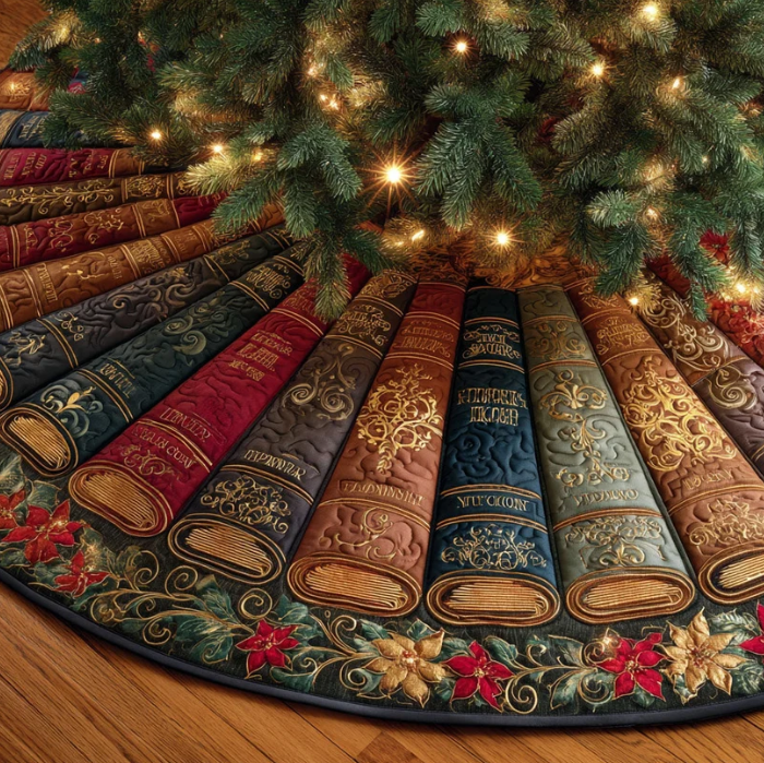 Jennet™ | Antique Books Quilted Tree Skirt