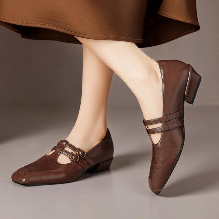 Marisol | Brogued Double-Strap Mary Jane Heels