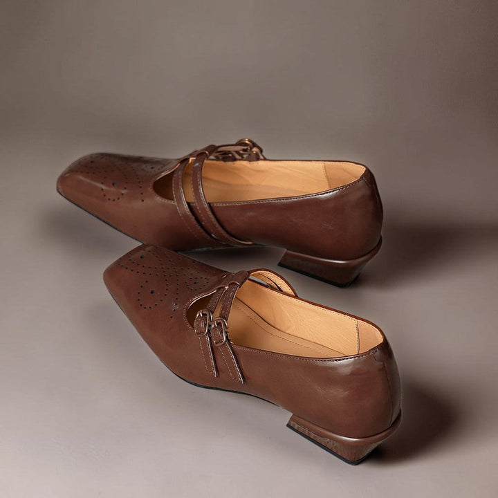 Marisol | Brogued Double-Strap Mary Jane Heels