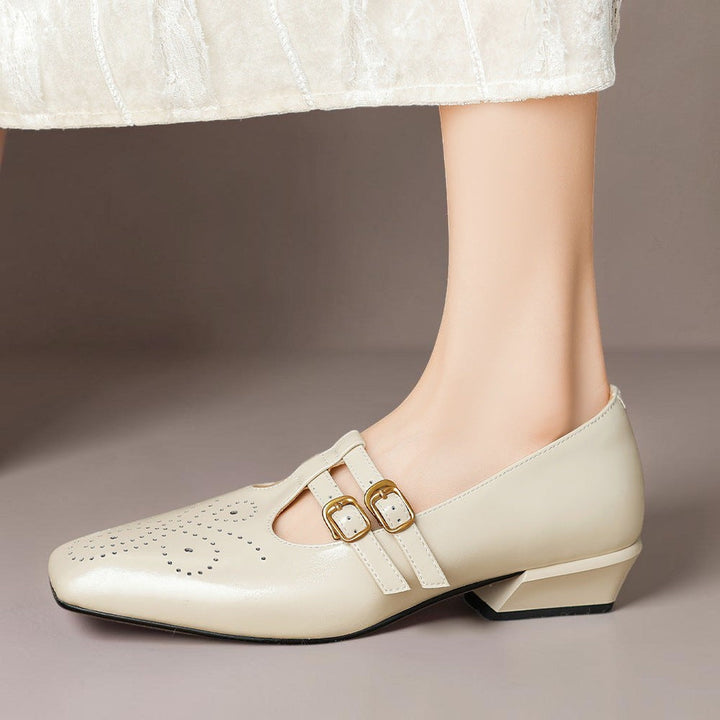 Marisol | Brogued Double-Strap Mary Jane Heels