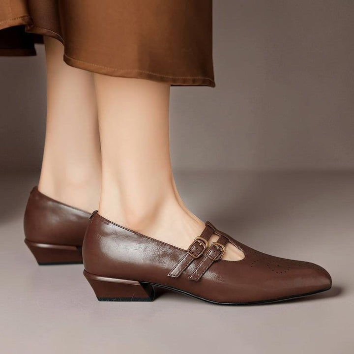 Marisol | Brogued Double-Strap Mary Jane Heels