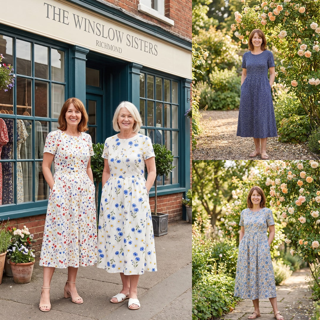 Georgina dress - shopfront and garden detail