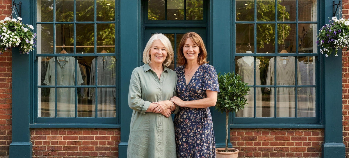 Emma and Alison Winslow in front of their Richmond shop