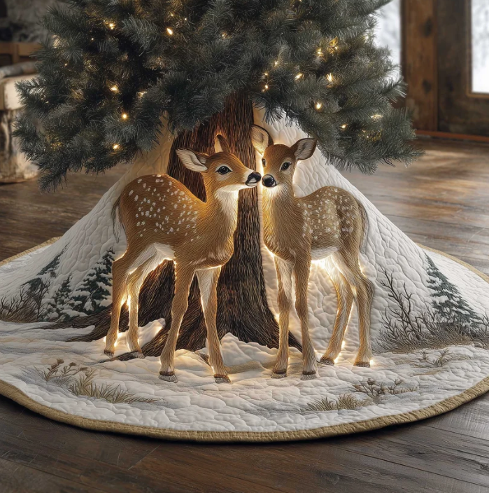 Sulwen™ | Winter Deer Quilted Tree Skirt