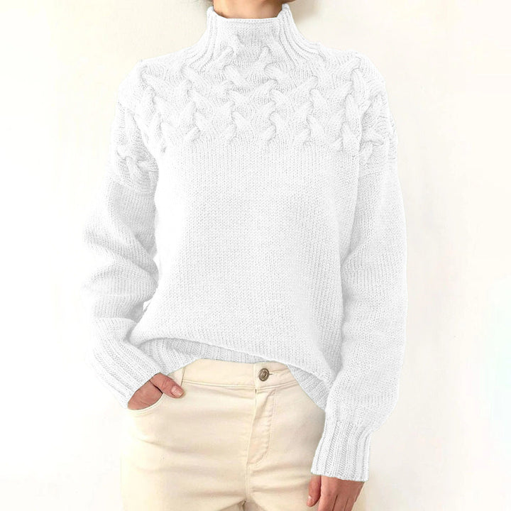 Glynis | Cable-Yoke Mock-Neck Sweater