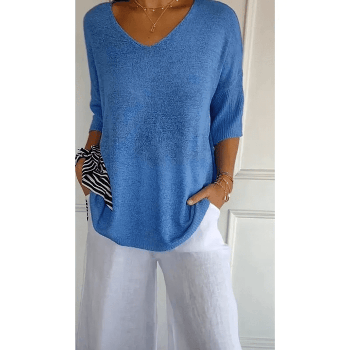Women's V-Neck Linen Blouse