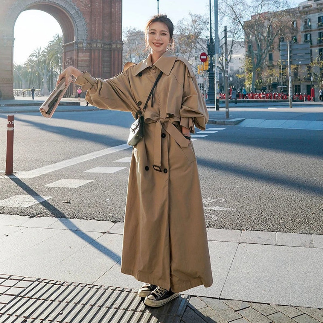 Lena | Oversized Double-Breasted Long Trench Coat