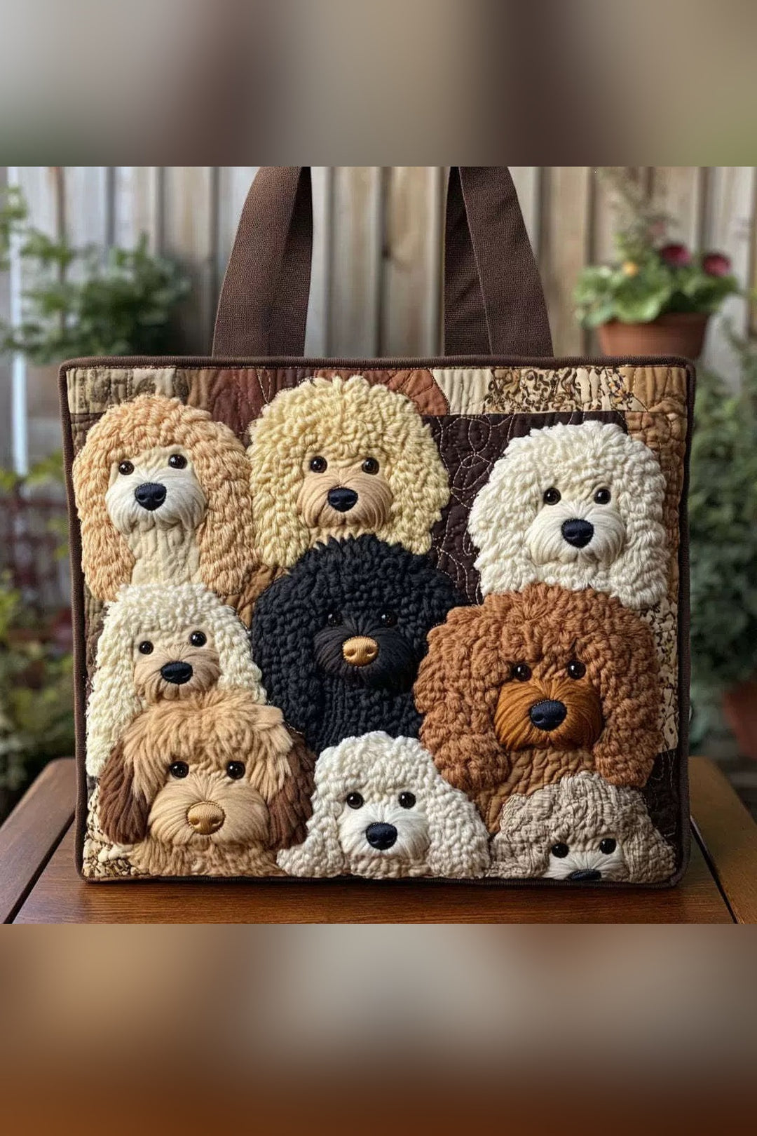 Zenobia™ | Doodle Puppy Faces Quilted Tote Bag