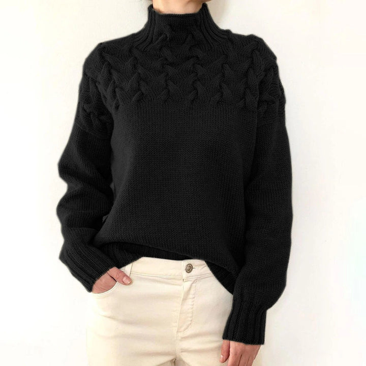 Glynis | Cable-Yoke Mock-Neck Sweater